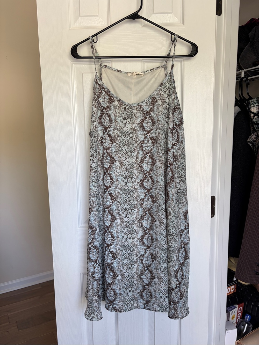 Vintage Andrée by Unit Flowy Snakeskin Print Slip Dress Large